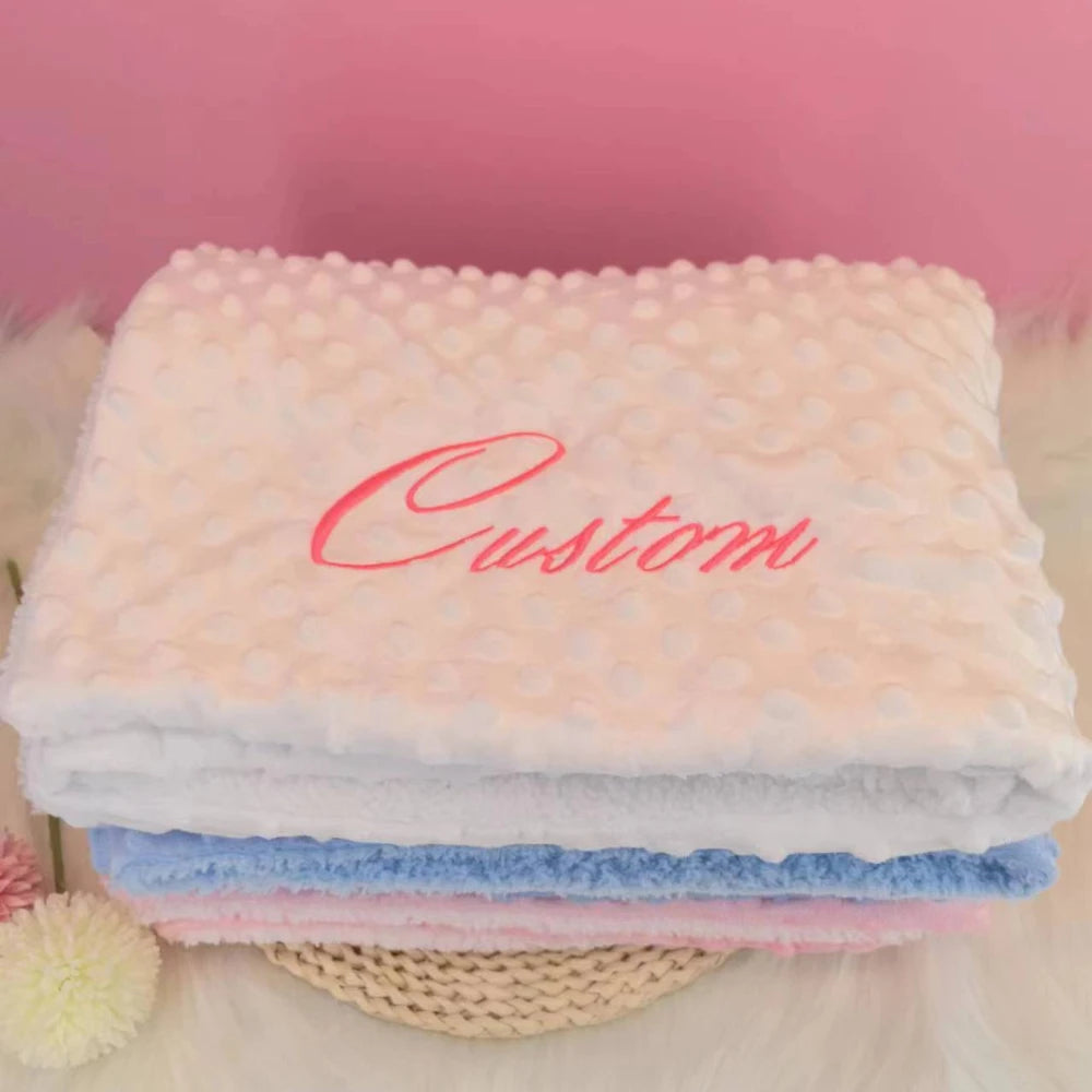 Name Personalised Bubbled Fleece Baby Blanket DIY Custom Toddler Crib Bed Stroller Swaddle For Newborn Birthday Gift Present