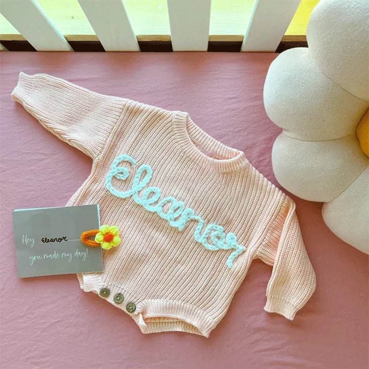 Baby knitted sweater personalized custom personalized text cotton soft hand knitted autumn and winter warm children's gifts