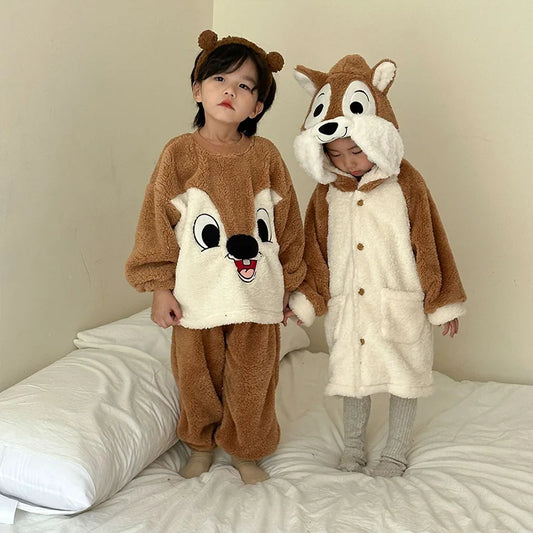 TheKylian Winter Warmers: Squirrel Pajama Sets & Cozy Loungewear for Boys & Girls (18M-8Y)