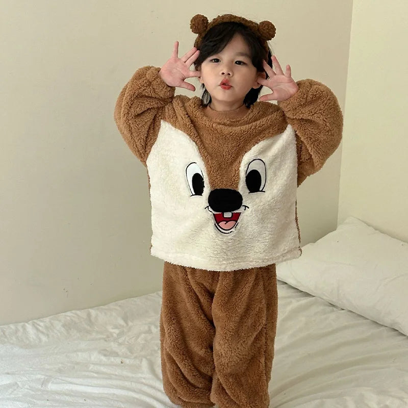 TheKylian Winter Warmers: Squirrel Pajama Sets & Cozy Loungewear for Boys & Girls (18M-8Y)