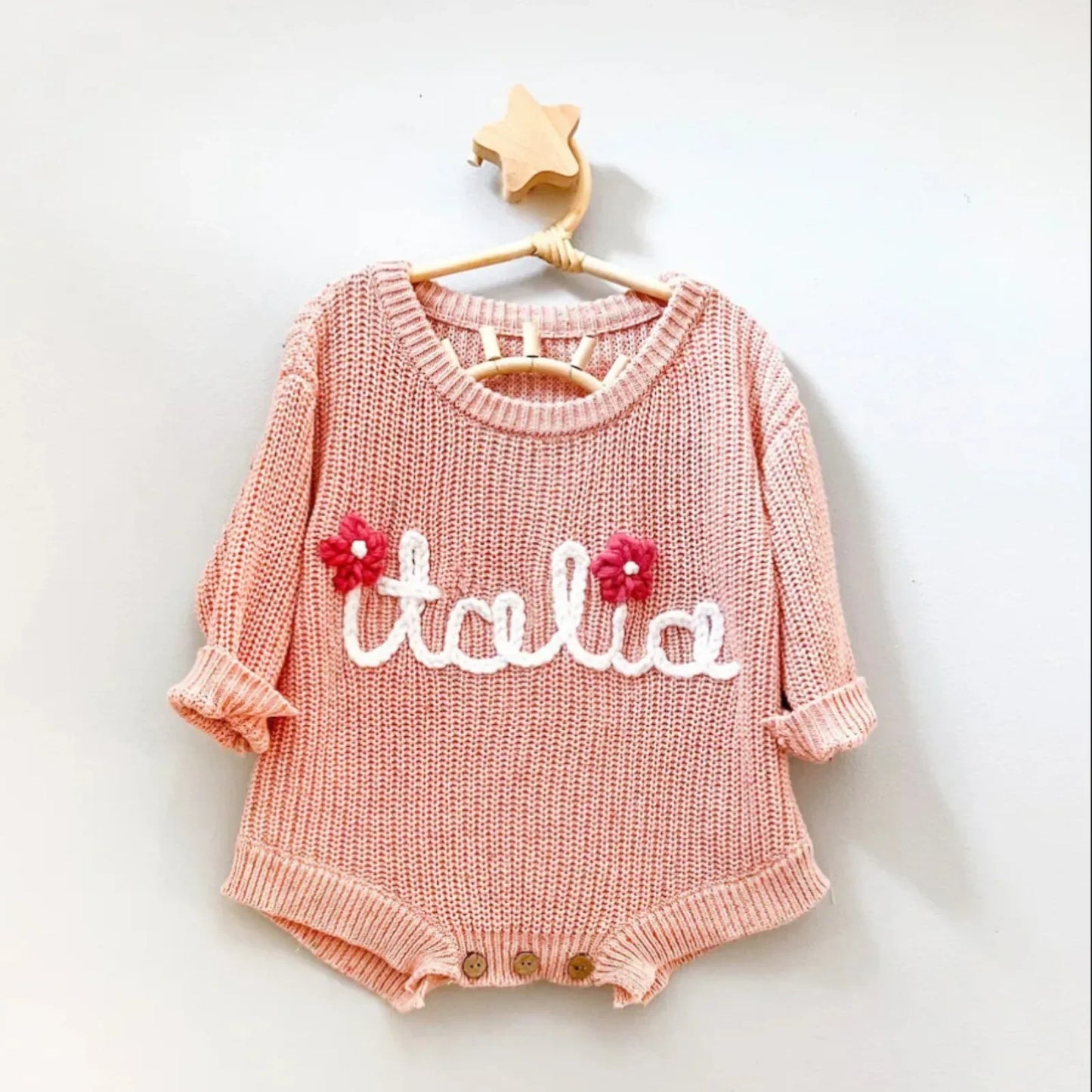 Baby knitted sweater personalized custom personalized text cotton soft hand knitted autumn and winter warm children's gifts