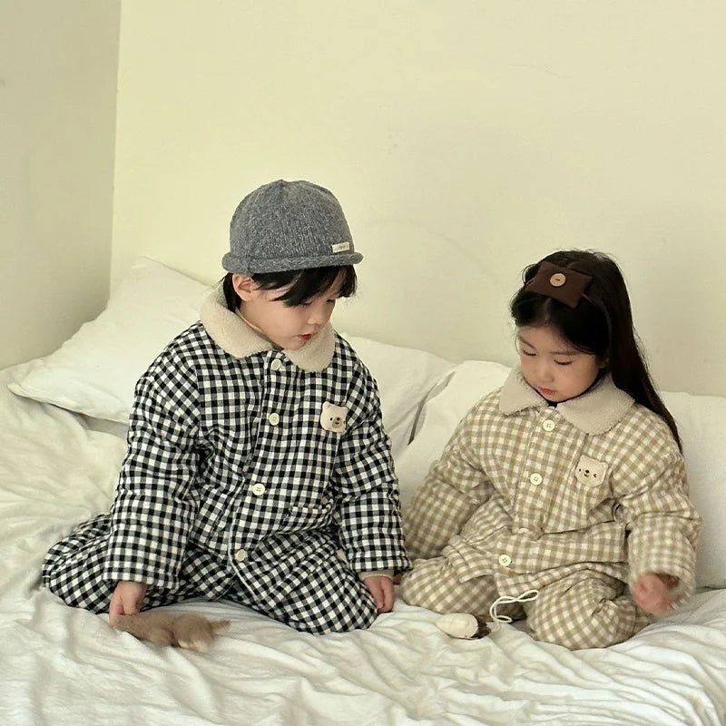 TheKylian Snug Nights: Plush 3-Layer Cotton Sleepwear for Boys & Girls (18M-8Y)