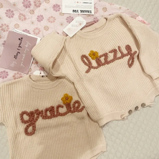 Baby knitted sweater personalized custom personalized text cotton soft hand knitted autumn and winter warm children's gifts