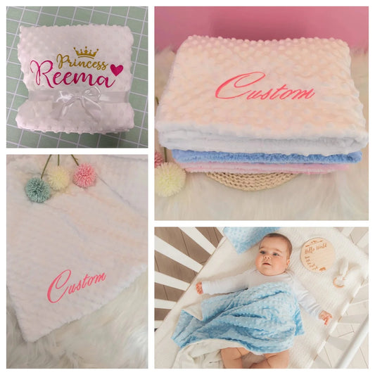 Name Personalised Bubbled Fleece Baby Blanket DIY Custom Toddler Crib Bed Stroller Swaddle For Newborn Birthday Gift Present