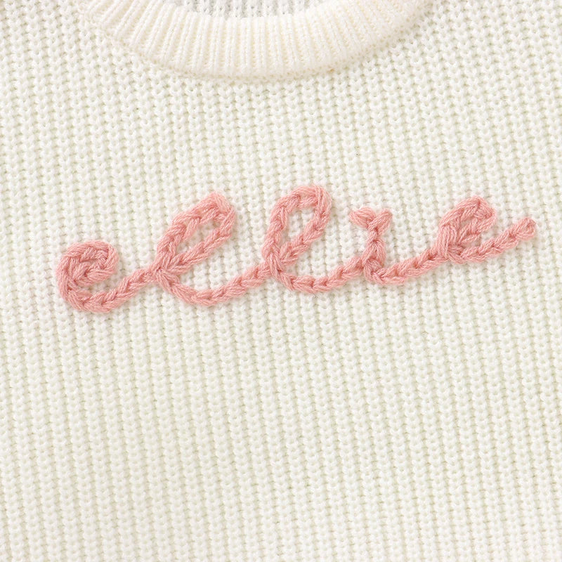 Baby Sweater Customize Exclusive Name Girl Boy Pullover Knitted Newborn Infant Clothing Embroidered Letter Unique Gift Warm Tops