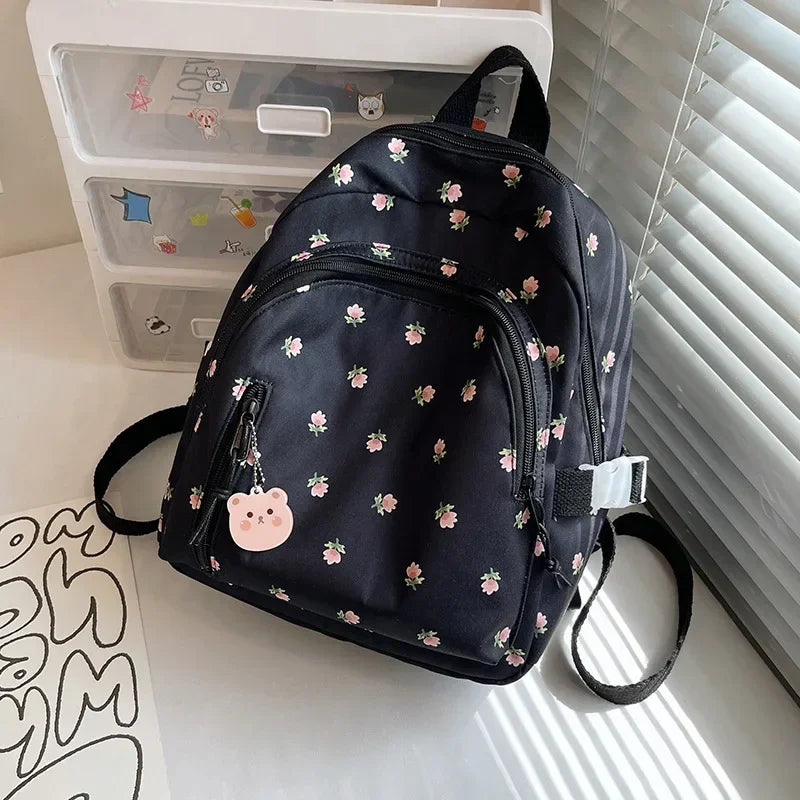 Personalised Embroidery Name Floral Backpack School Kawaii Backpack for Girls, Casual Daypack Ladies Backpacks Rucksack Handbags