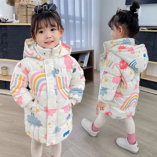 New Girls Boys Down Jacket Winter Coats Children Clothes Hooded Windbreaker Coat For Kids 2-7 Years Cotton Warm Outerwear