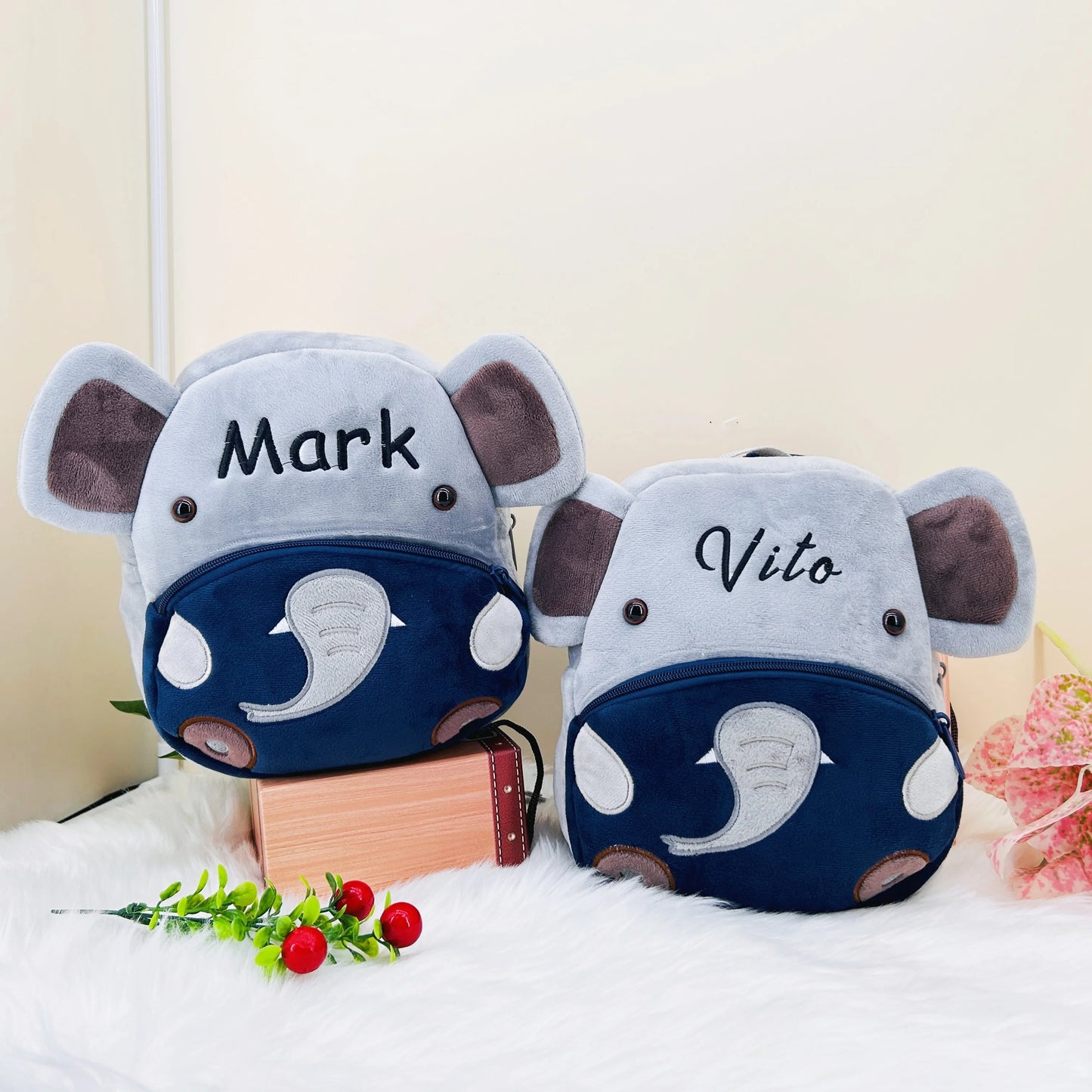 TheKylian Cartoon plush backpack bag with custom name for kids