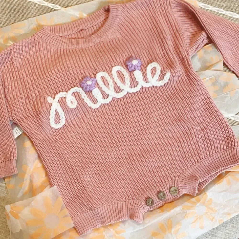 Baby knitted sweater personalized custom personalized text cotton soft hand knitted autumn and winter warm children's gifts